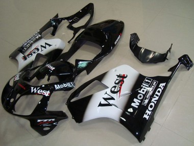Honda VTR1000 Motorrad Verkleidung 2000-2006 - Glanzendes Schwarz Weiss West