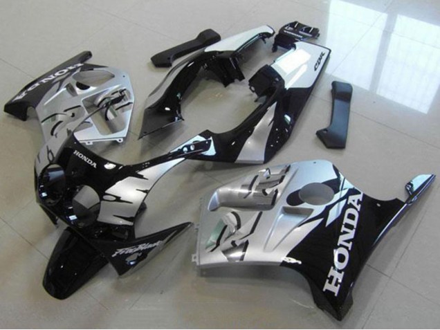 Honda CBR250RR MC19 Motorrad Verkleidung 1988-1989 - Silber Glanzendes Schwarz