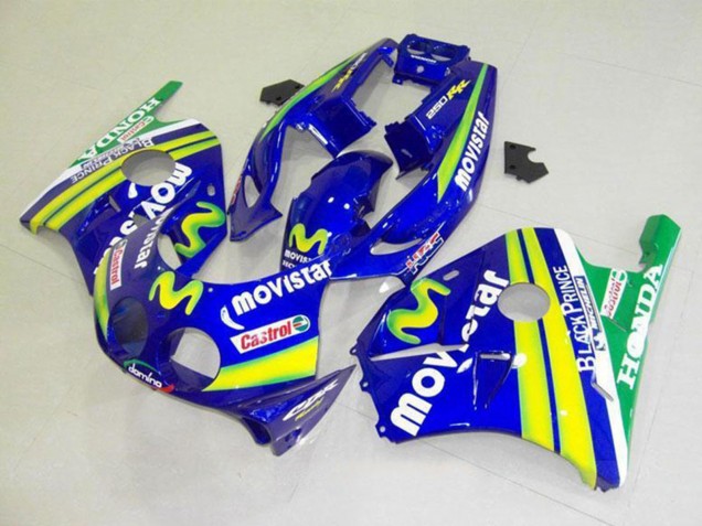 Honda CBR250RR MC22 Motorrad Verkleidung 1990-1998 - Blau Gelb Grun MoviStar Castrol