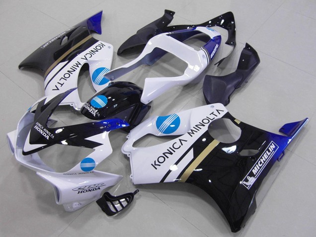 Honda CBR600 F4i Motorrad Verkleidung 2001-2003 - Weiss Blau Glanzendes Schwarz Konica Minolta