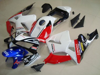 Honda CBR600RR Motorrad Verkleidung 2003-2004 - Weiss Rot Blau Glanzendes Schwarz Stern Lee