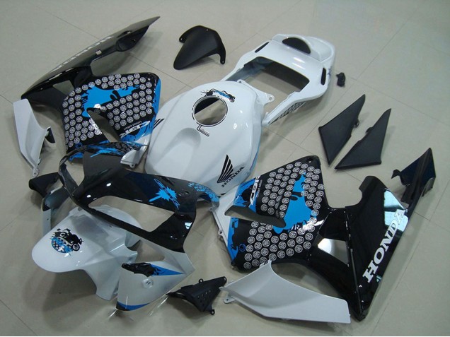 Honda CBR600RR Motorrad Verkleidung 2003-2004 - Weiss Blau Glanzendes Schwarz