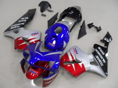 Honda CBR600RR Motorrad Verkleidung 2003-2004 - Silber Rot Blau Glanzendes Schwarz HRC
