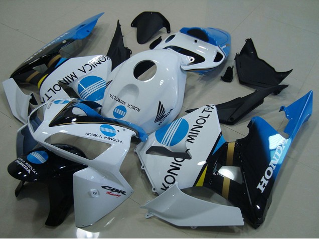 Honda CBR600RR Motorrad Verkleidung 2005-2006 - Weiss Blau Glanzendes Schwarz Konica Minolta