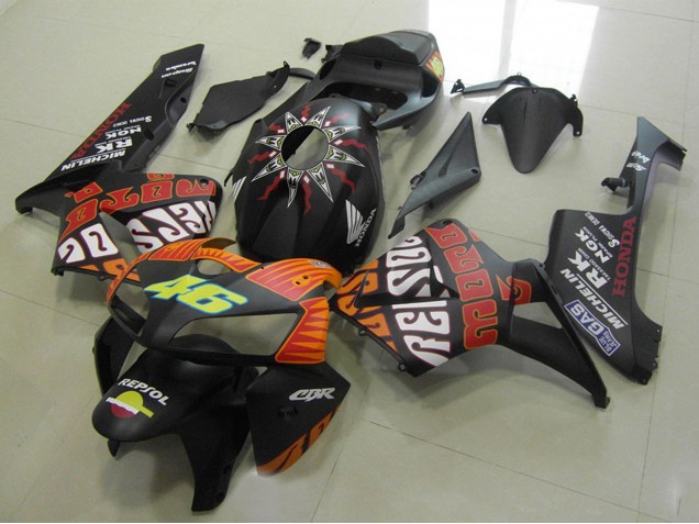 Honda CBR600RR Motorrad Verkleidung 2005-2006 - Matt Schwarz Orange Gelb Rossi 46