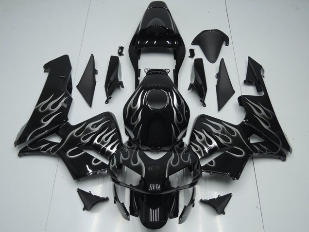 Honda CBR600RR Motorrad Verkleidung 2005-2006 - Glanzendes Schwarz Silber Flamme