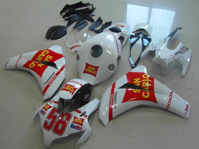 Honda CBR1000RR Motorrad Verkleidung 2008-2011 - Weiss Rot Gelb San Carlo 58