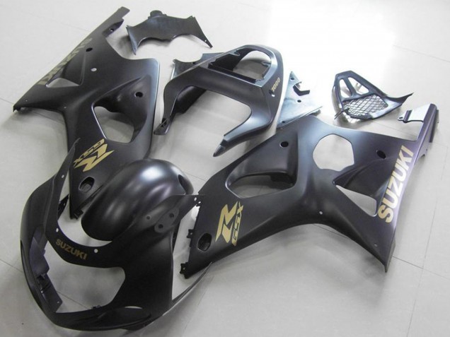 Suzuki GSXR 1000 Motorrad Verkleidung 2000-2002 - Matt Schwarz Gold Aufkleber