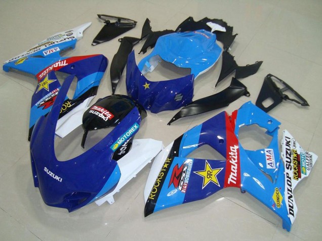 Suzuki GSXR 1000 Motorrad Verkleidung 2009-2016 - Blau Weiss Rot Schwarz RockStar Rennen
