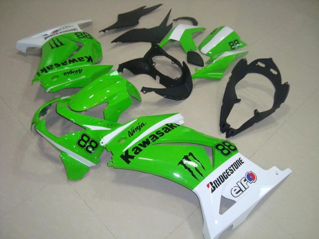 Kawasaki ZX250R Motorrad Verkleidung 2008-2012 - Weiss Grun Schwarz Monster 88
