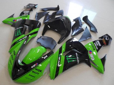 Kawasaki ZX10R Motorrad Verkleidung 2006-2007 - Grun Glanzendes Schwarz Monster Rennen