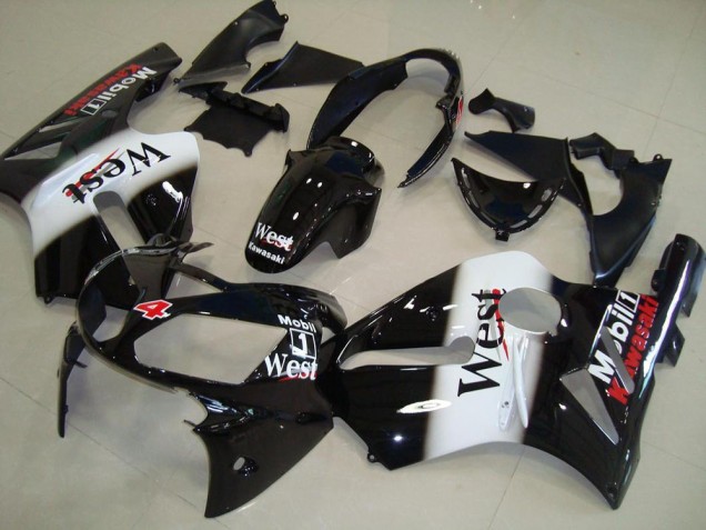 Kawasaki ZX12R Motorrad Verkleidung 2002-2006 - Glanzendes Schwarz Weiss West Rot