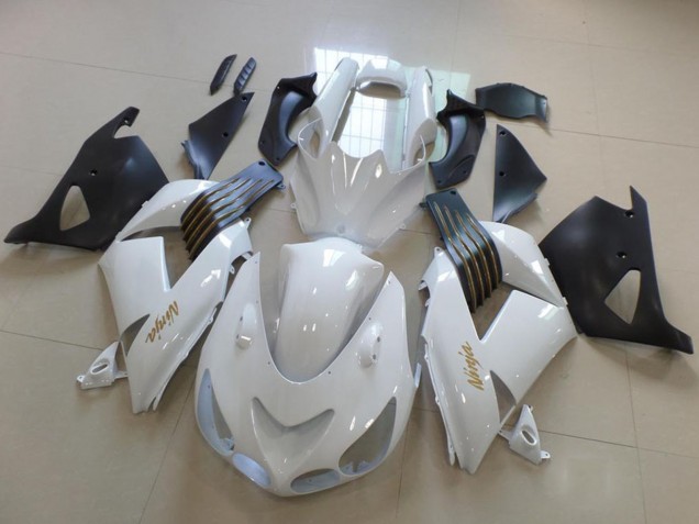 Kawasaki ZX14R ZZR1400 Motorrad Verkleidung 2006-2011 - Weiss Matt Schwarz Gold Ninja
