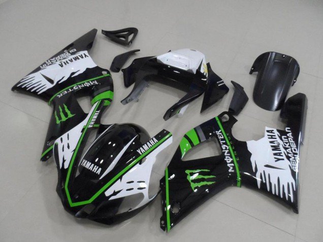 Yamaha YZF R1 Motorrad Verkleidung 2000-2001 - Weiss Schwarz Grun Monster