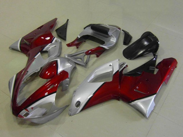 Yamaha YZF R1 Motorrad Verkleidung 2000-2001 - Silber Kastanienbraun Rot