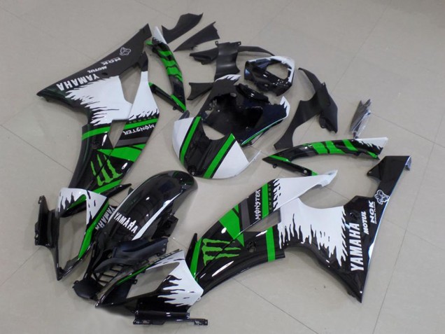 Yamaha YZF R6 Motorrad Verkleidung 2008-2016 - Weiss Glanzendes Schwarz Grun Monster Motul