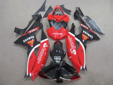 Yamaha YZF R6 Motorrad Verkleidung 2008-2016 - Rot Weiss Glanzendes Schwarz Volvo Santunder Fimer