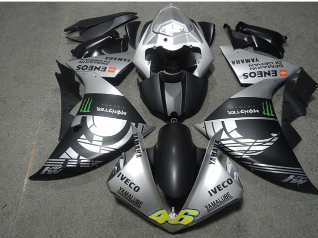 Yamaha YZF R1 Motorrad Verkleidung 2009-2011 - Silber Matt Schwarz Grun Monster Iveco Yamalube ENEOS Semakin Didepan