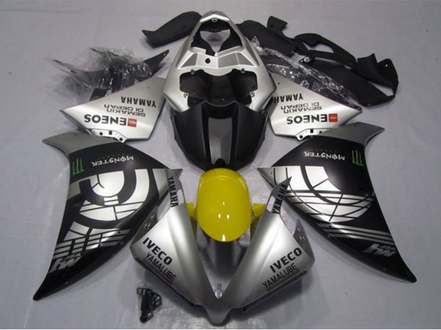 Yamaha YZF R1 Motorrad Verkleidung 2012-2014 - Silber Schwarz IVECO Yamalube ENEOS Monster