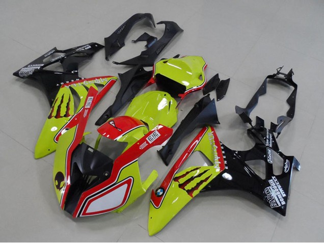 BMW S1000RR Motorrad Verkleidung 2009-2014 - Neon Gelb Rot Glanzendes Schwarz Monster