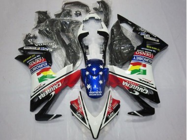 Honda CBR500R Motorrad Verkleidung 2013-2015 - Weiss Rot Blau Glanzendes Schwarz Stern Carrera Lee Denso EuroBet