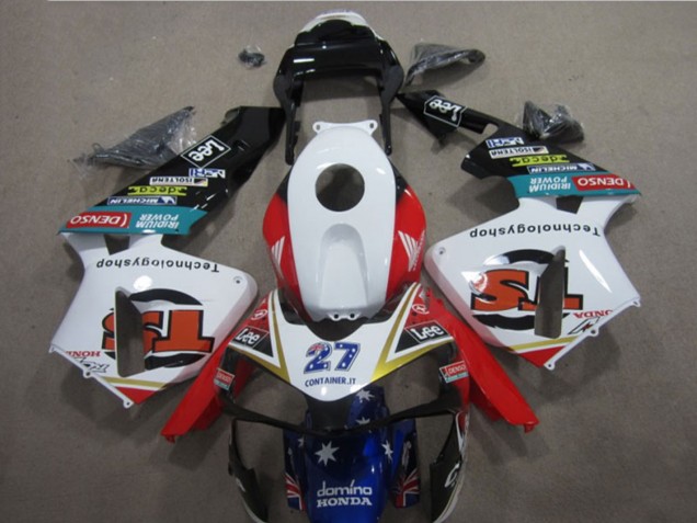 Honda CBR600RR Motorrad Verkleidung 2003-2004 - Weiss Rot Blau Glanzendes Schwarz Denso 27