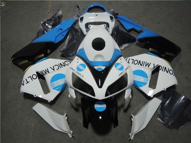 Honda CBR600RR Motorrad Verkleidung 2005-2006 - Weiss Blau Glanzendes Schwarz Konica Minolta