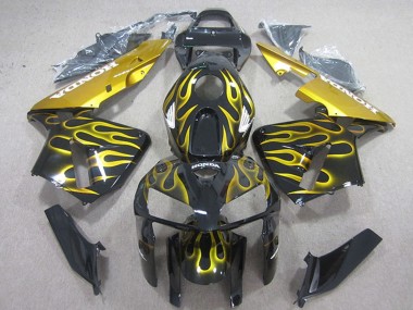 Honda CBR600RR Motorrad Verkleidung 2005-2006 - Glanzendes Schwarz Gelb Flamme