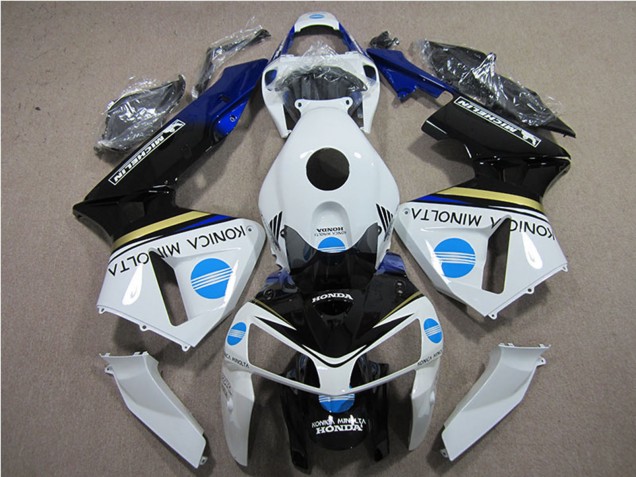 Honda CBR600RR Motorrad Verkleidung 2005-2006 - Weiss Blau Gelb Glanzendes Schwarz Konica Minolta