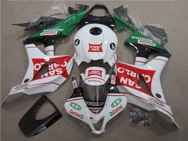 Honda CBR600RR Motorrad Verkleidung 2007-2008 - Weiss Rot Grun San Carlo