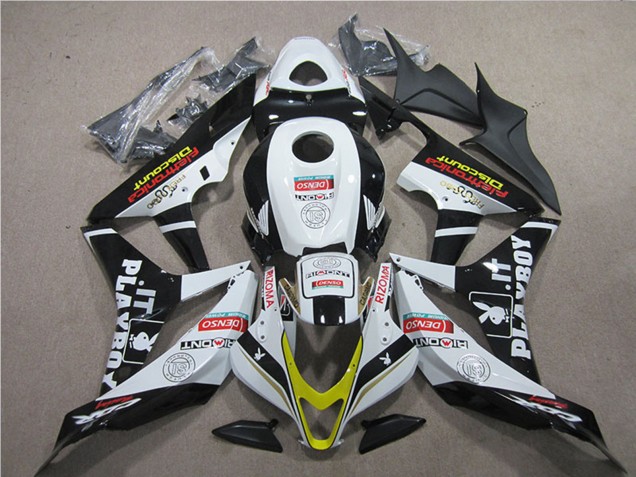 Honda CBR600RR Motorrad Verkleidung 2007-2008 - Weiss Gold Glanzendes Schwarz PlayBoy HRC