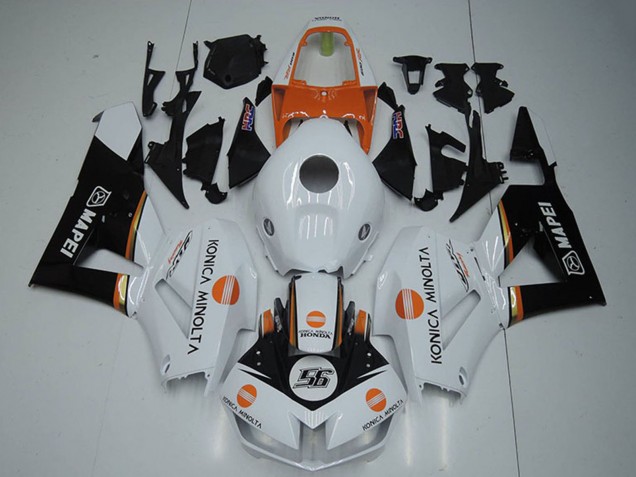Honda CBR1000RR Motorrad Verkleidung 2012-2016 - Weiss Orange Glanzendes Schwarz Konica Minolta 56