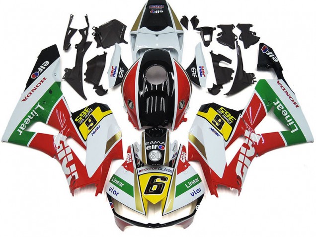 Honda CBR1000RR Motorrad Verkleidung 2012-2016 - Weiss Rot Gelb Grun Liniear Viar 6