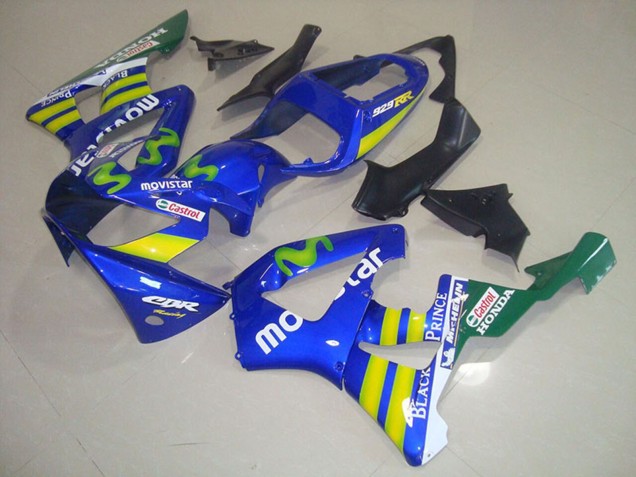 Honda CBR900RR 929 Motorrad Verkleidung 2000-2001 - Blau Gelb Grun MoviStar Castrol