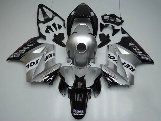 Honda VFR 800 Motorrad Verkleidung 2002-2013 - Silber Weiss Glanzendes Schwarz Repsol