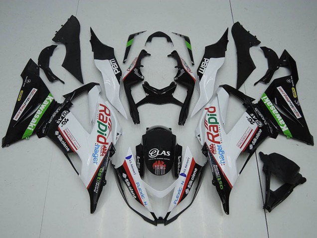 Kawasaki ZX6R Motorrad Verkleidung 2013-2018 - Weiss Grun Schwarz Rot Rapid