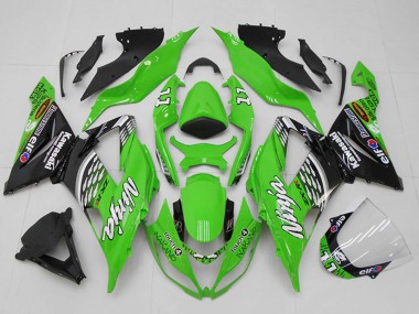 Kawasaki ZX6R Motorrad Verkleidung 2013-2018 - Grun Weiss Silber Schwarz Elf Touch4 Bridgestone 11