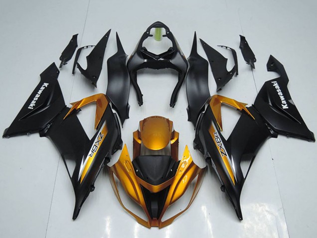 Kawasaki ZX6R Motorrad Verkleidung 2013-2018 - Matt Schwarz Orange