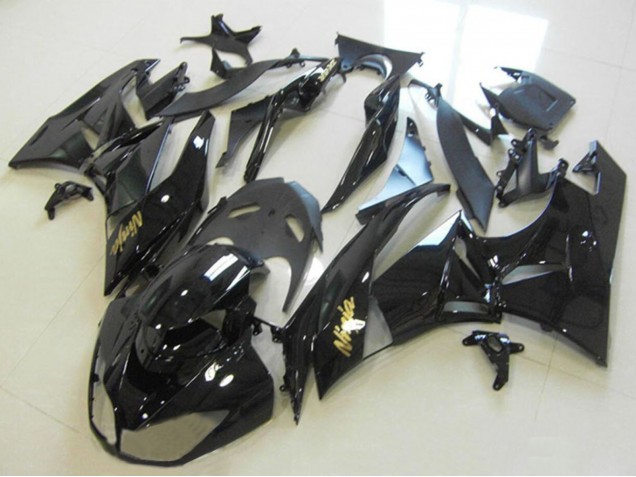 Kawasaki ZX6R Motorrad Verkleidung 2013-2018 - Glanzendes Schwarz Gold Ninja