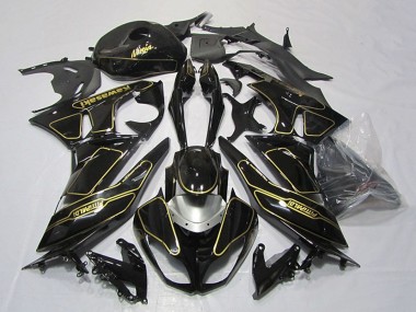Kawasaki ZX6R Motorrad Verkleidung 2009-2012 - Glanzendes Schwarz Silber Gold