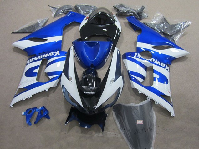 Kawasaki ZX6R Motorrad Verkleidung 2005-2006 - Blau Weiss Schwarz