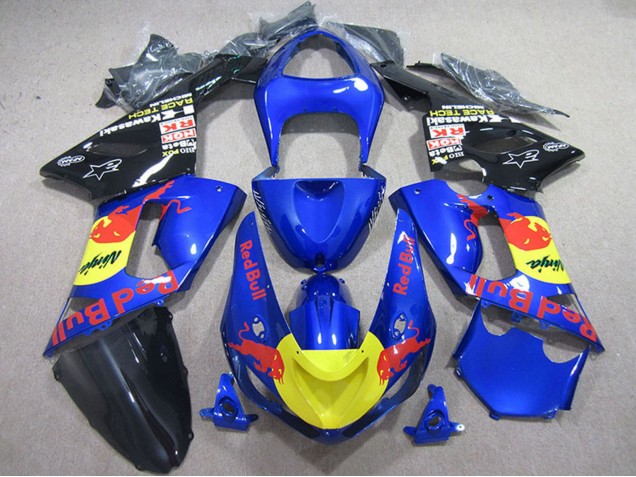 Kawasaki ZX6R Motorrad Verkleidung 2005-2006 - Blau Gelb Schwarz Red Bull