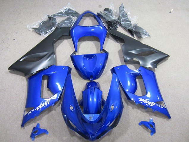 Kawasaki ZX6R Motorrad Verkleidung 2005-2006 - Blau Matt Schwarz