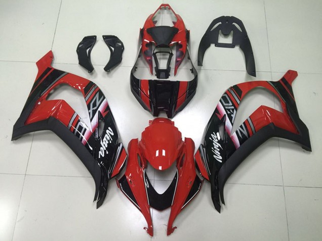 Kawasaki ZX10R Motorrad Verkleidung 2016-2020 - Kastanienbraun Rot Glanzendes Schwarz Weiss
