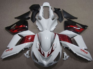 Kawasaki ZX14R ZZR1400 Motorrad Verkleidung 2006-2011 - Weiss Rot Schwarz
