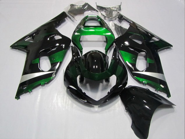 Suzuki GSXR 600 Motorrad Verkleidung 2001-2003 - Glanzendes Schwarz Grun