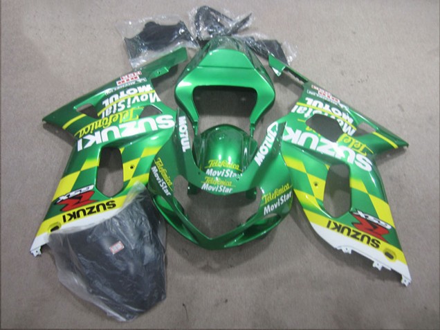 Suzuki GSXR 600 Motorrad Verkleidung 2001-2003 - Grun Gelb Telefonica MoviStar