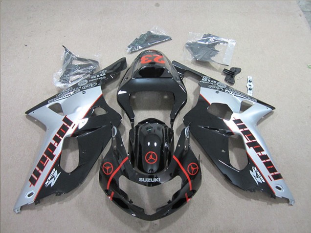 Suzuki GSXR 600 Motorrad Verkleidung 2001-2003 - Silber Glanzendes Schwarz Rot Jordan 23