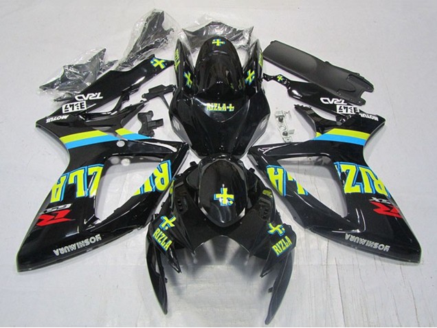 Suzuki GSXR 600 Motorrad Verkleidung 2006-2007 - Glanzendes Schwarz Gelb Rizla Rot