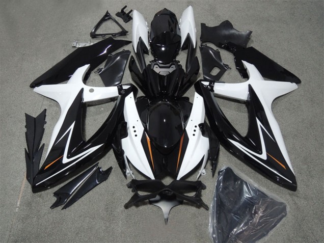Suzuki GSXR 600 Motorrad Verkleidung 2008-2010 - Weiss Glanzendes Schwarz